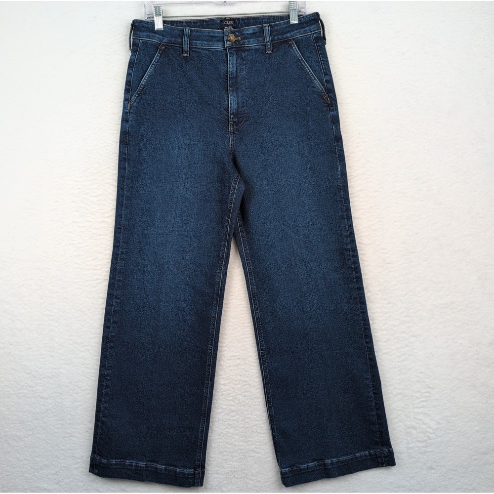J‎ CREW High Rise Trouser Jeans Women's 30 Wide Leg Medium Wash Denim